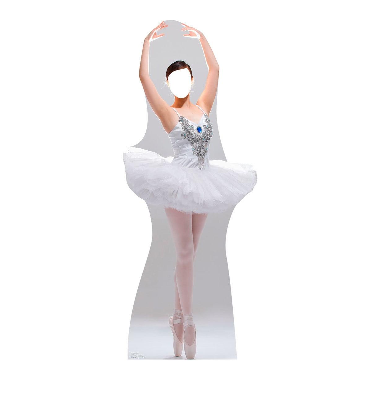 75'' White Ballerina Cardboard Standup with Tutu