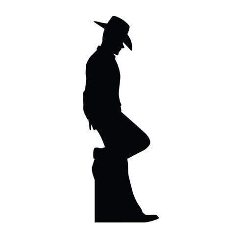 Life-Size Black Cowboy Leaning Silhouette Cardboard Standup