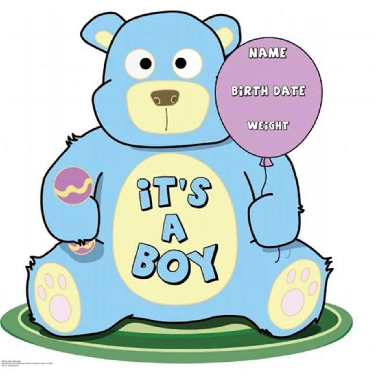 Life-Size Blue Teddy Bear Cardboard Stand-Up for Baby Showers