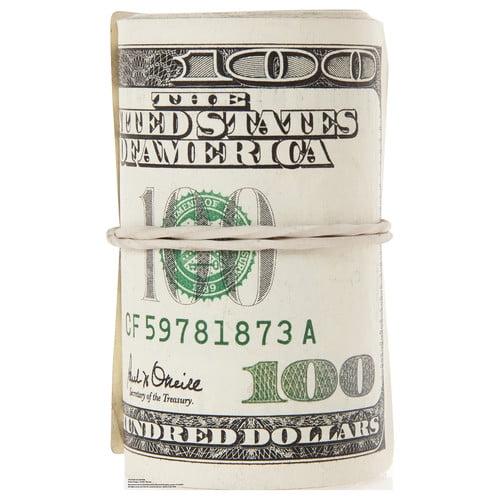 45'' Life-Size Roll of $100 Bills Cardboard Standup