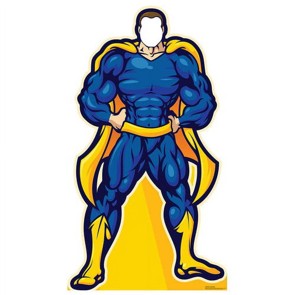 72" Blue and Yellow Superhero Cardboard Stand-In