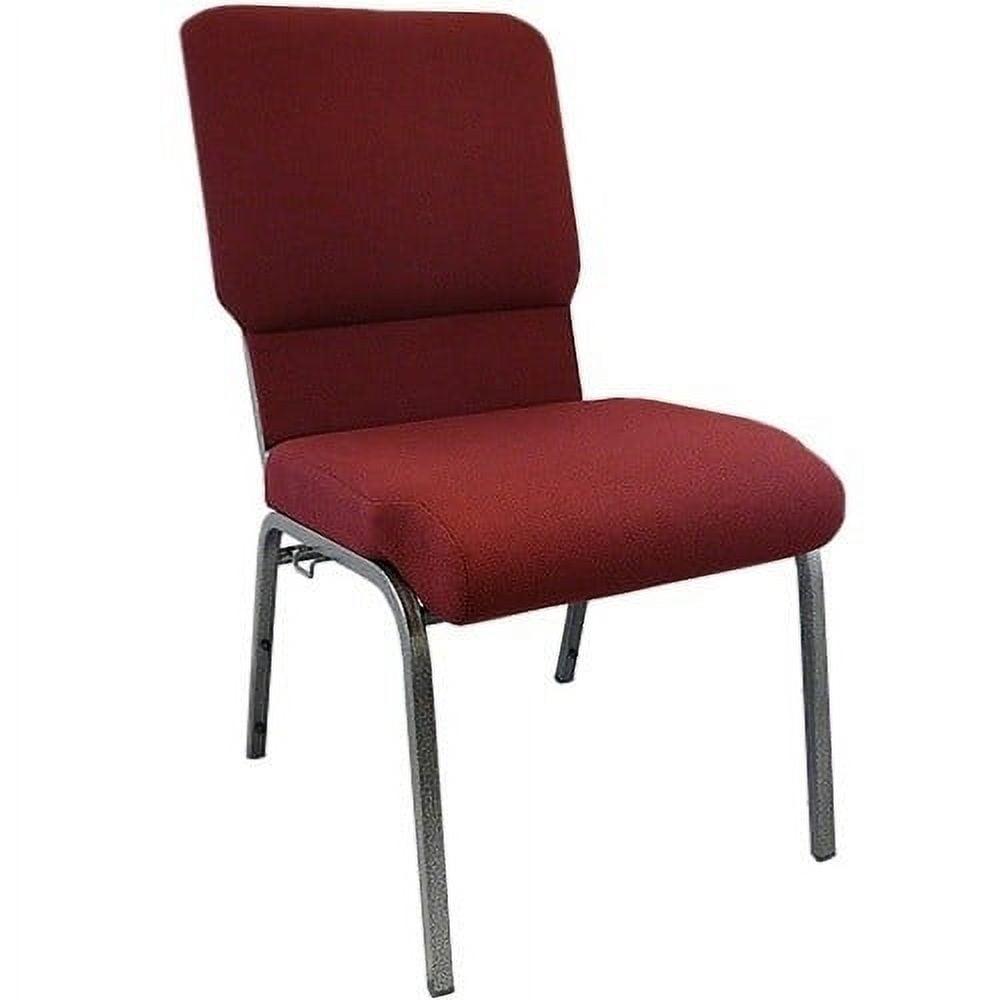 Maroon Fabric & Silver Metal 18.5" Wide Stacking Reception Chair