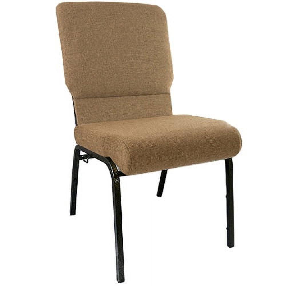 Mixed Tan Fabric and Metal Stacking Church Chair