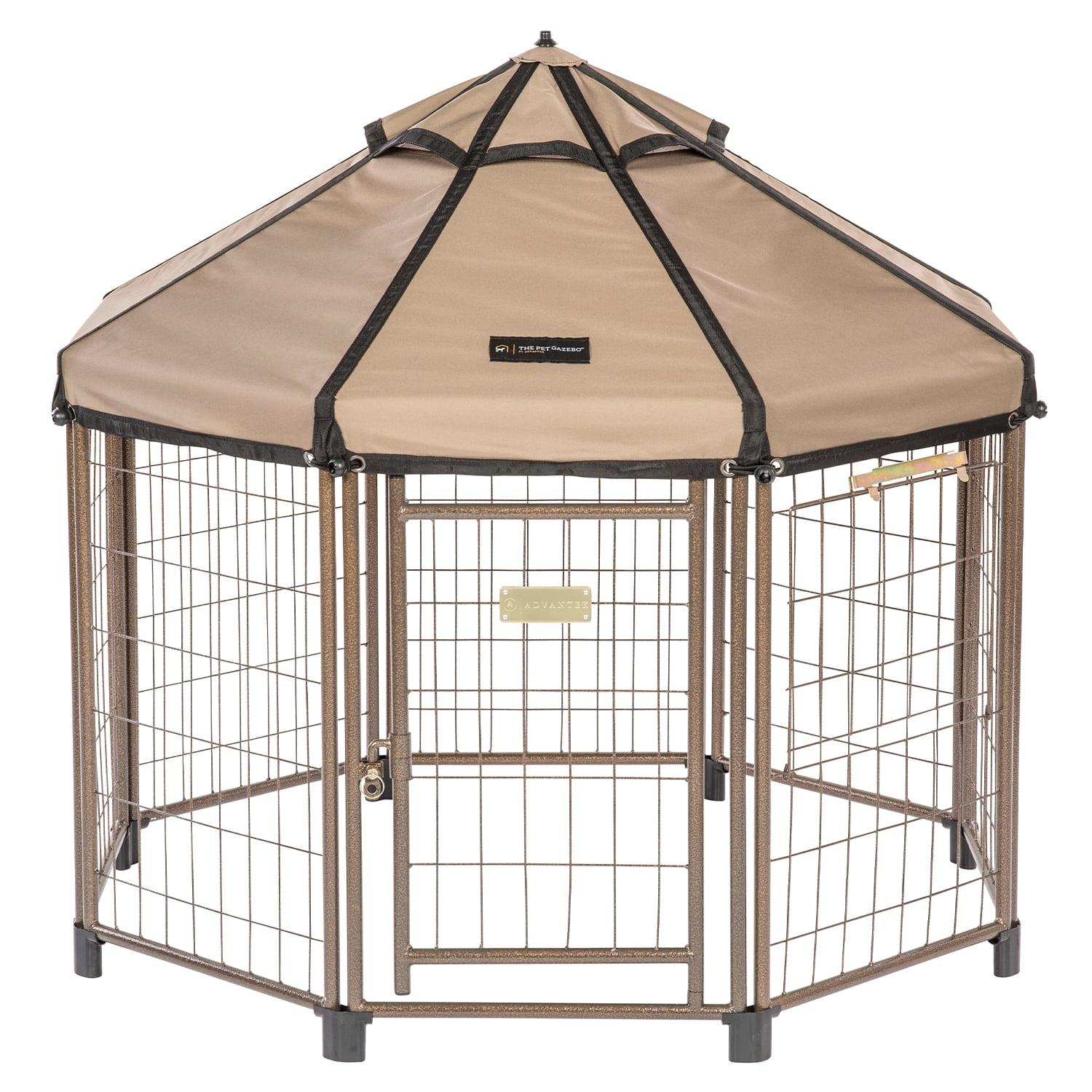 4-Foot Earth Taupe Metal Pet Gazebo with Canopy