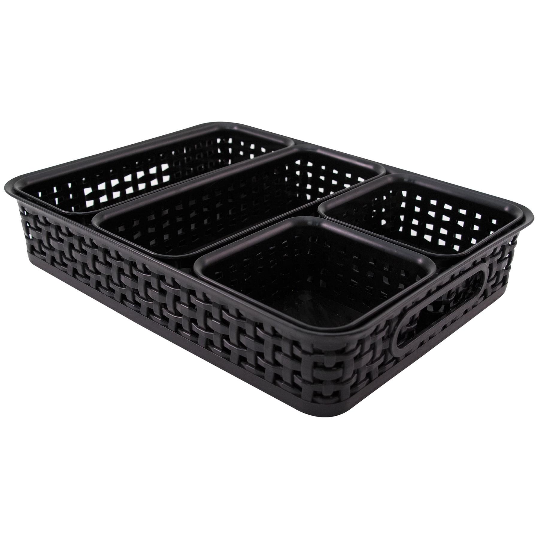 Advantus Thinkspace Plastic Weave Bins Black 5/Pack 37530