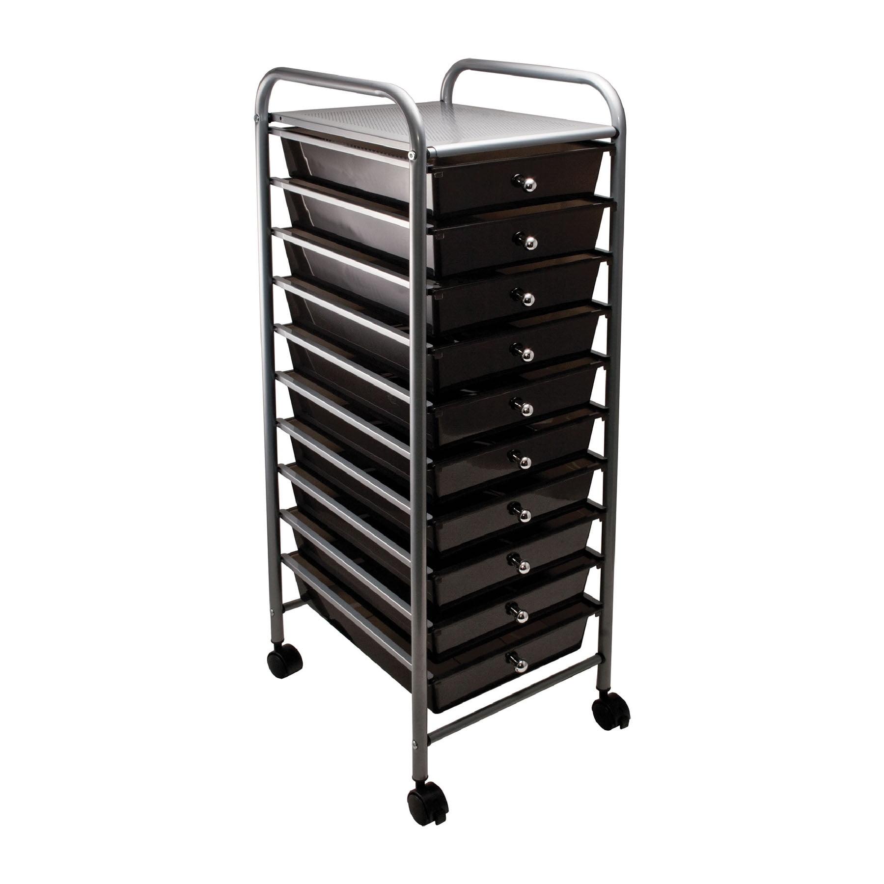 Advantus 10-Drawer Smoke and Matte Gray Rolling Organizer