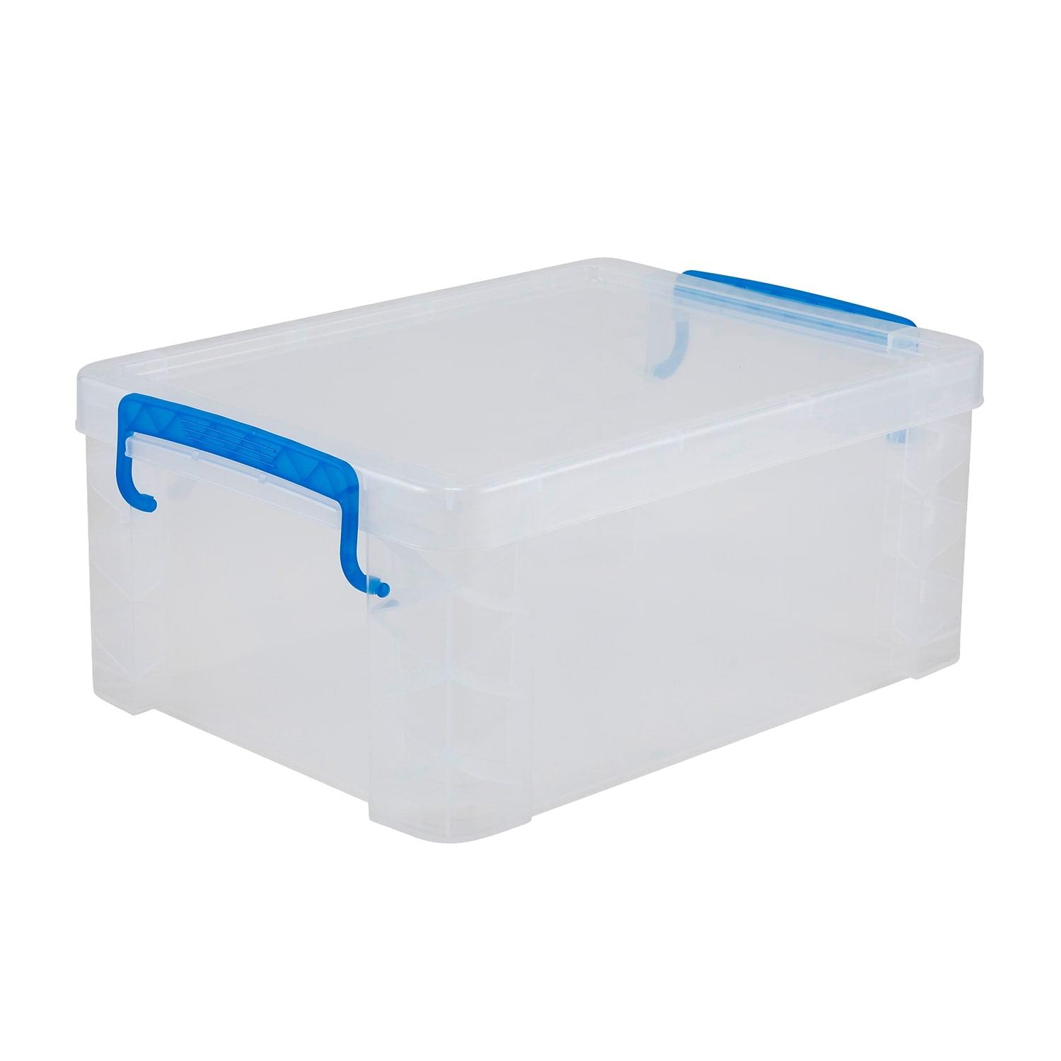 Clear Polypropylene Stackable Storage Box with Blue Handles