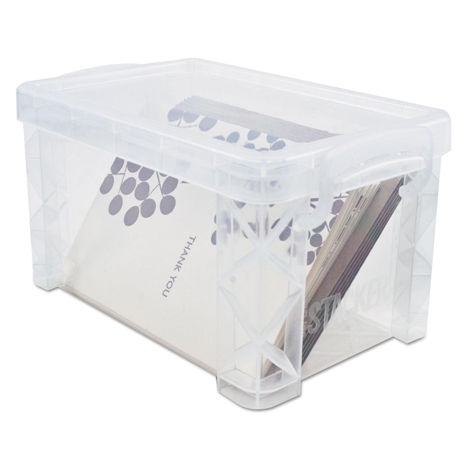 Advantus Super Stacker Storage Boxes, Holds 400 3 x 5 Cards, 6.25 x 3.88 x 3.5, Plastic, Clear