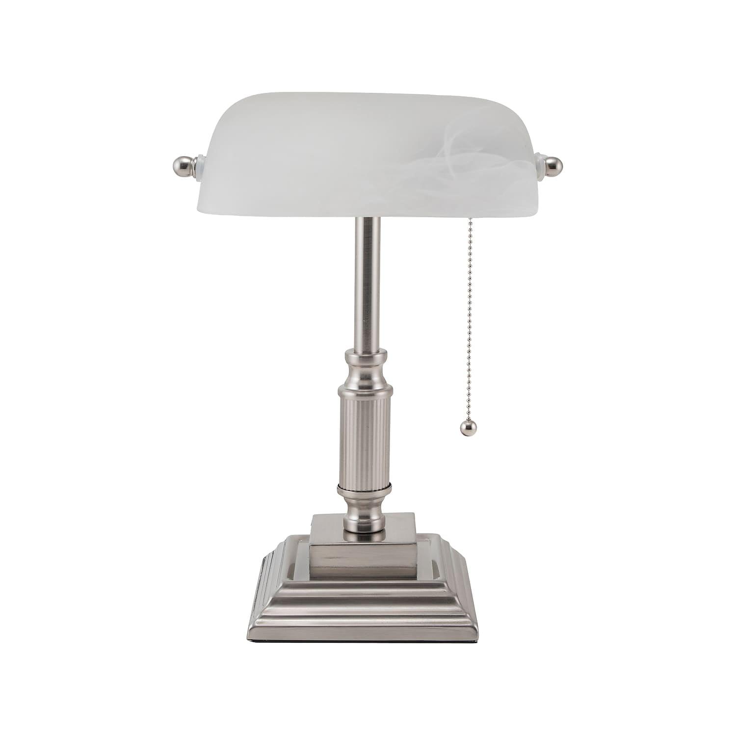 Advantus V-Light 14.8 inch Brushed Nickel LED Bankers Lamp with Frosted Shade