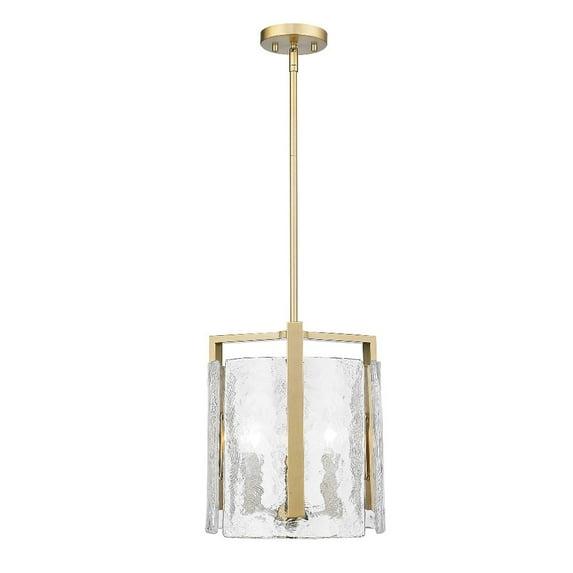 Golden Lighting Aenon 3-Light Pendant in Brushed Champagne Bronze with Hammered Water Glass
