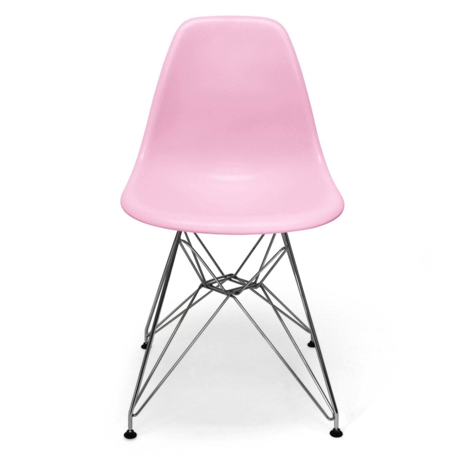 Mid-Century Classic Pink Matte Metal Side Chair