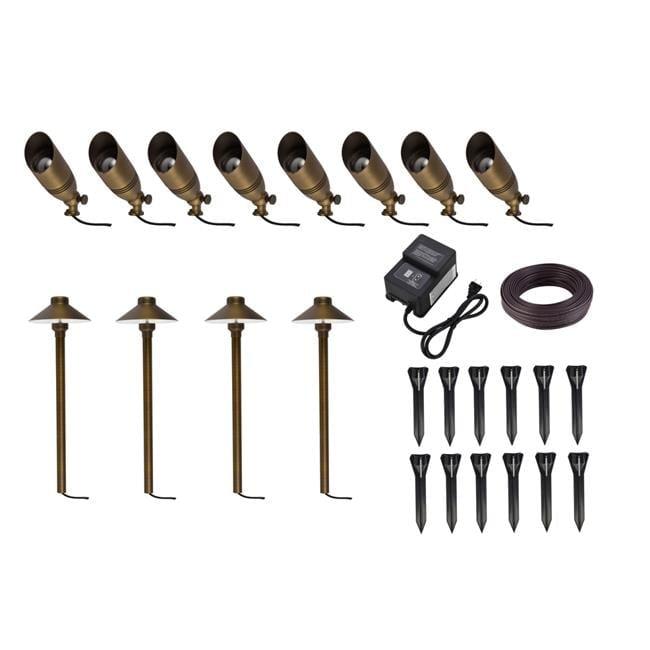 Kristinu Antique Brass Low Voltage Metal Spotlight Pack (Transformer Included)