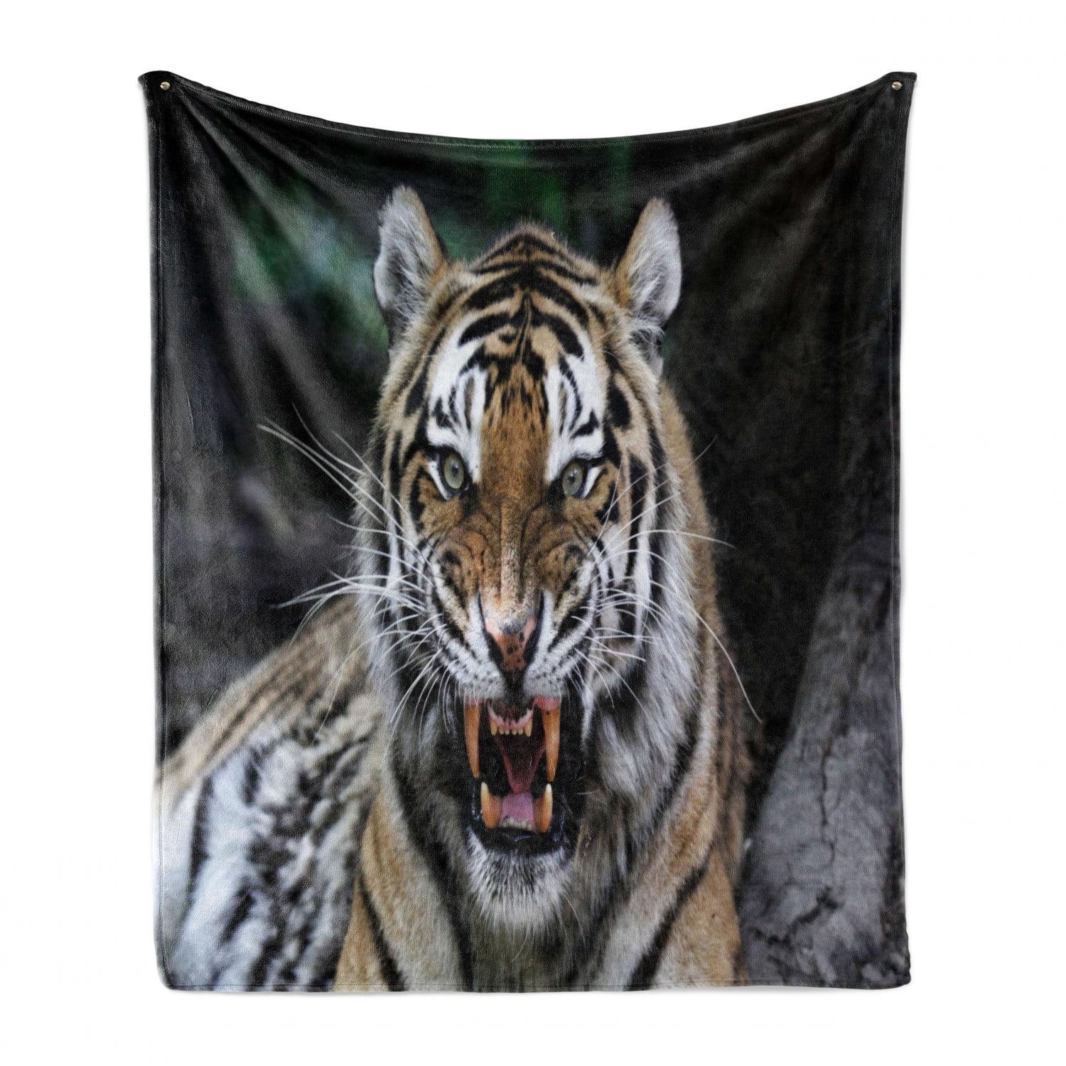 Multicolor Roaring Tiger Photo Fleece Throw Blanket