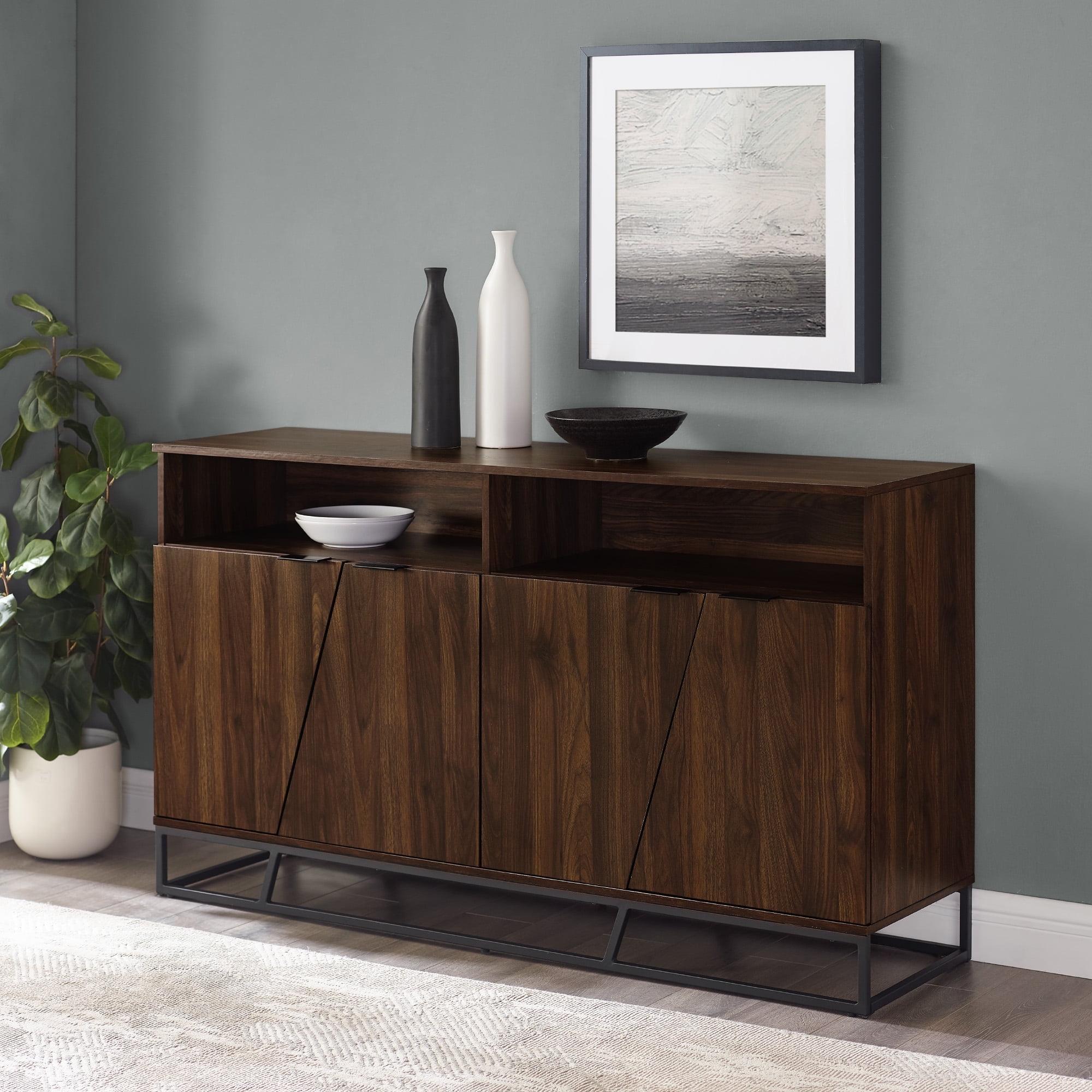 Afton Angled Door Dark Walnut Sideboard by Walker Edison