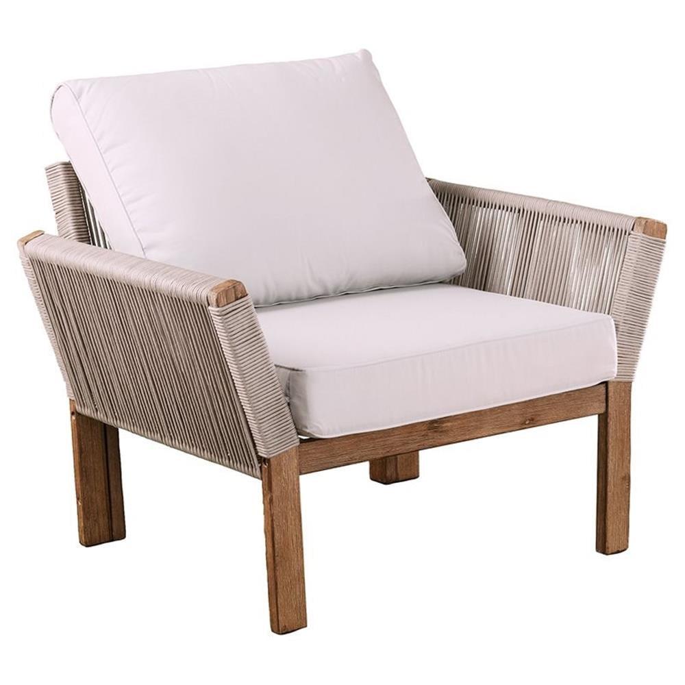 Afuera Living 28" Wicker Outdoor Patio Accent Armchair in Natural