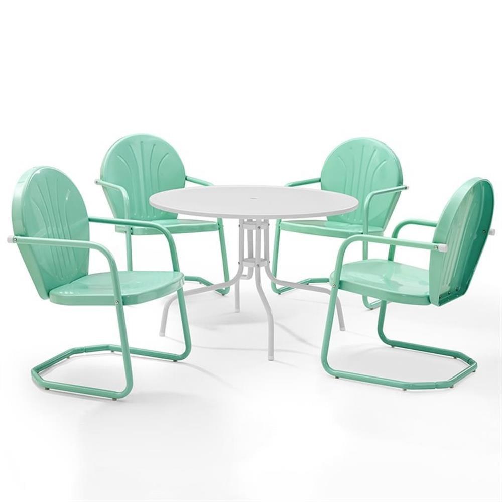 Burley Round 4 - Person 39" Long Powder Coated Steel Dining Set