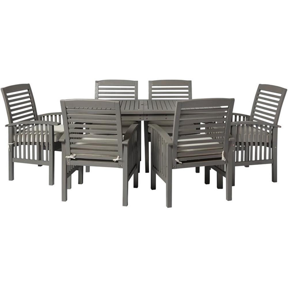 Ravenscroft 7pc Acacia Wood Patio Dining Set: Weather-Resistant, Umbrella Hole - Saracina Home