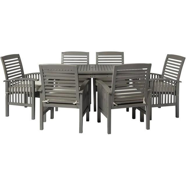 Ravenscroft 7pc Acacia Wood Patio Dining Set: Weather-Resistant, Umbrella Hole - Saracina Home