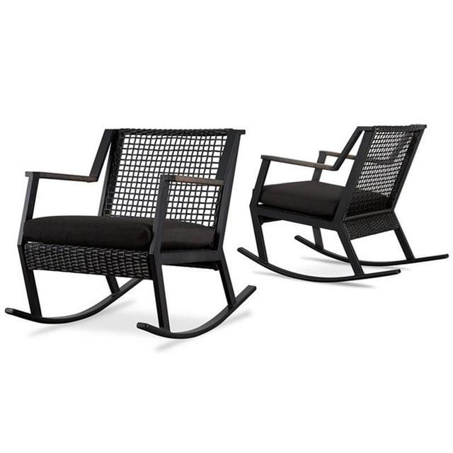 Real Flame Calvin Aluminum Patio Rocker in Black (Set of 2)