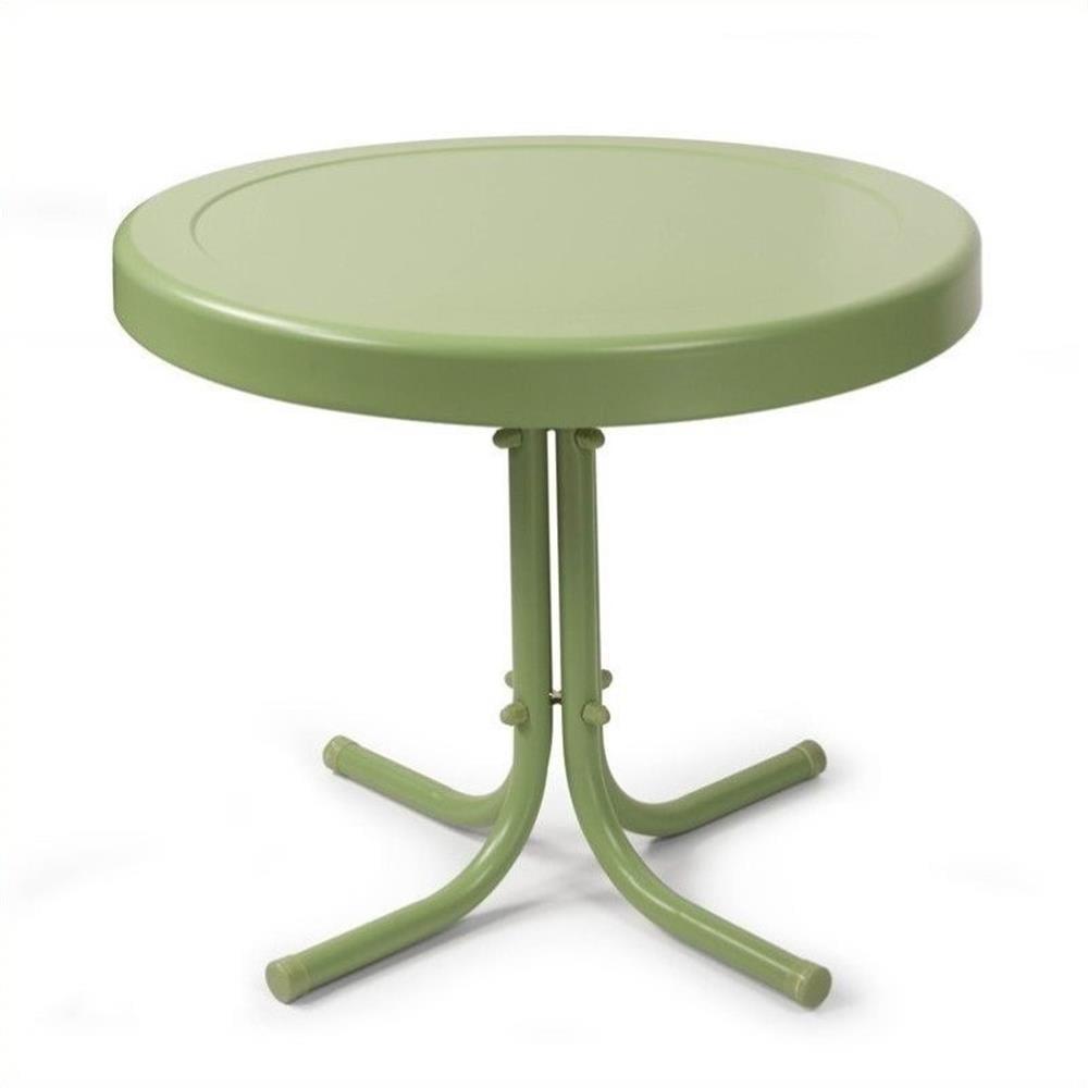 Crosley Retro Metal Patio Side Table Pastel Green Satin: Vintage Style, Round, Weather-Resistant