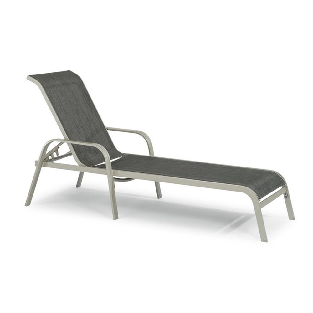 Gray Aluminum Outdoor Chaise Lounge with Adjustable Back