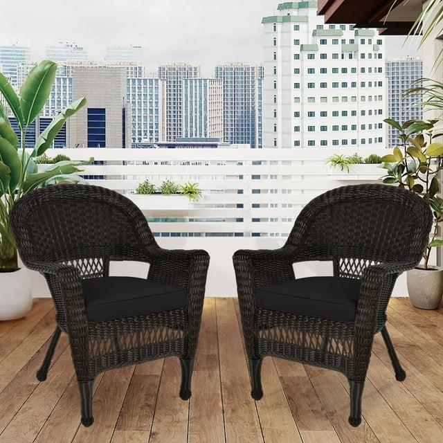 Elegant Resin Patio Chairs - Set of 2 - Stackable Outdoor Seating - Durable & Weather Resistant - Espresso Finish