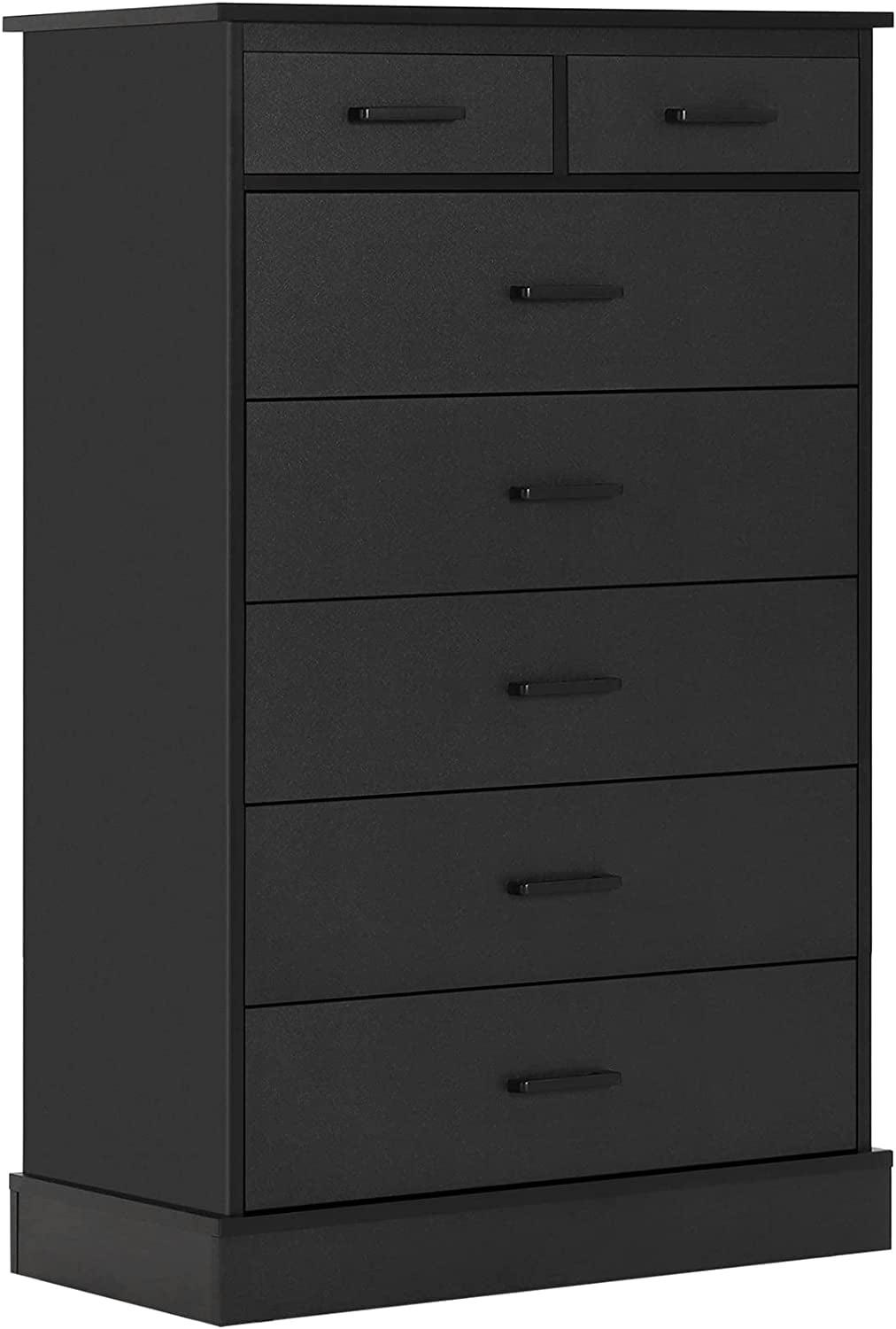 Black Tall 7-Drawer Engineered Wood Dresser