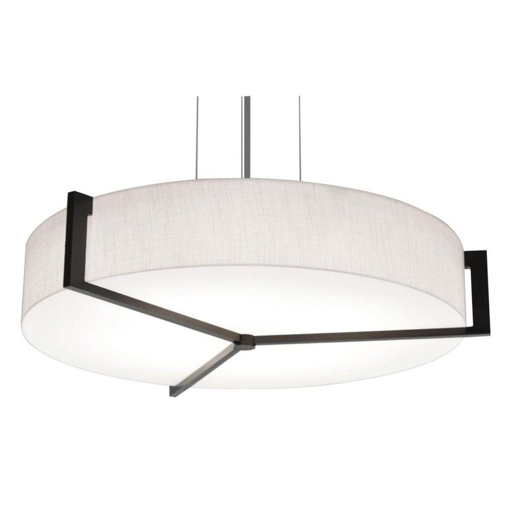 Satin Nickel 14" Drum LED Pendant Light with Glass Shade