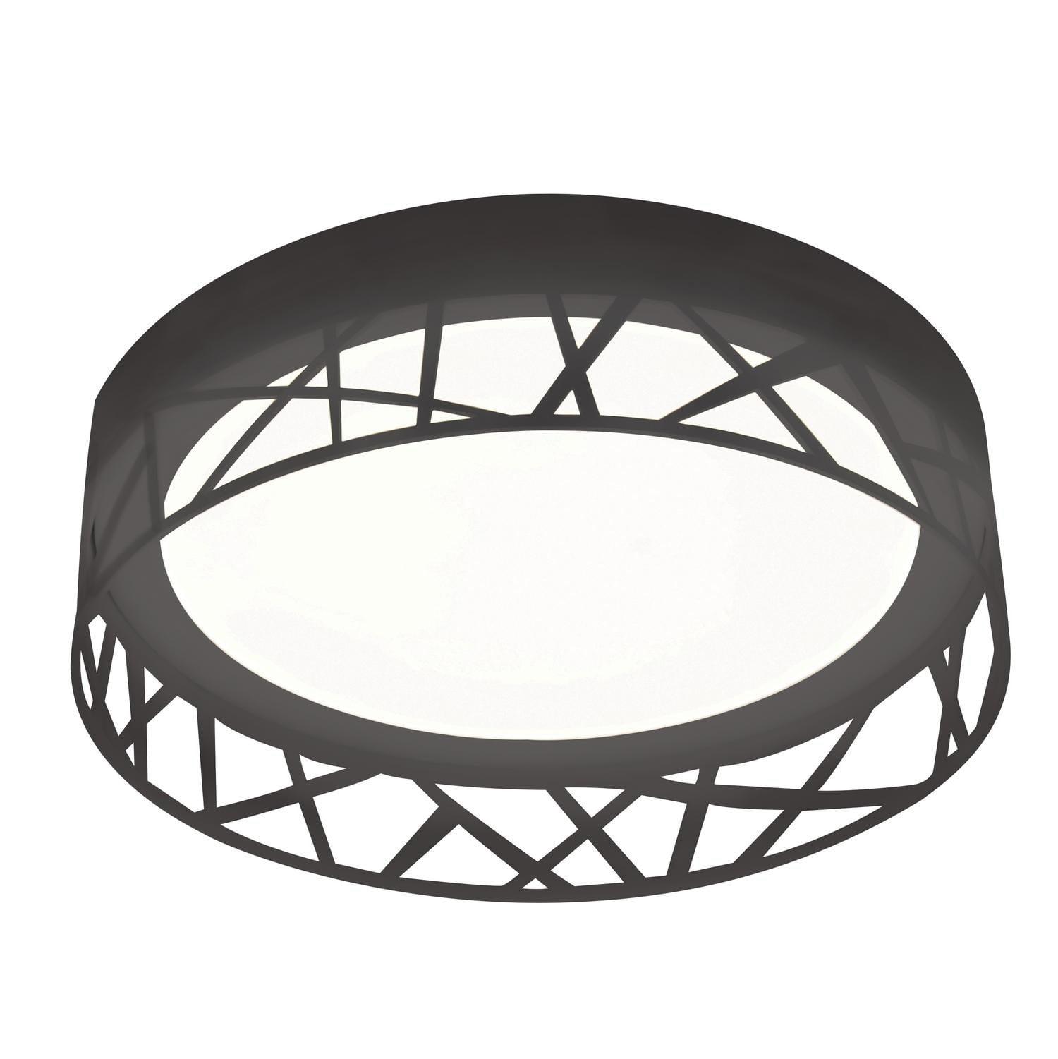 Modern Boon 16" Black Steel LED Flush Mount Drum Ceiling Light