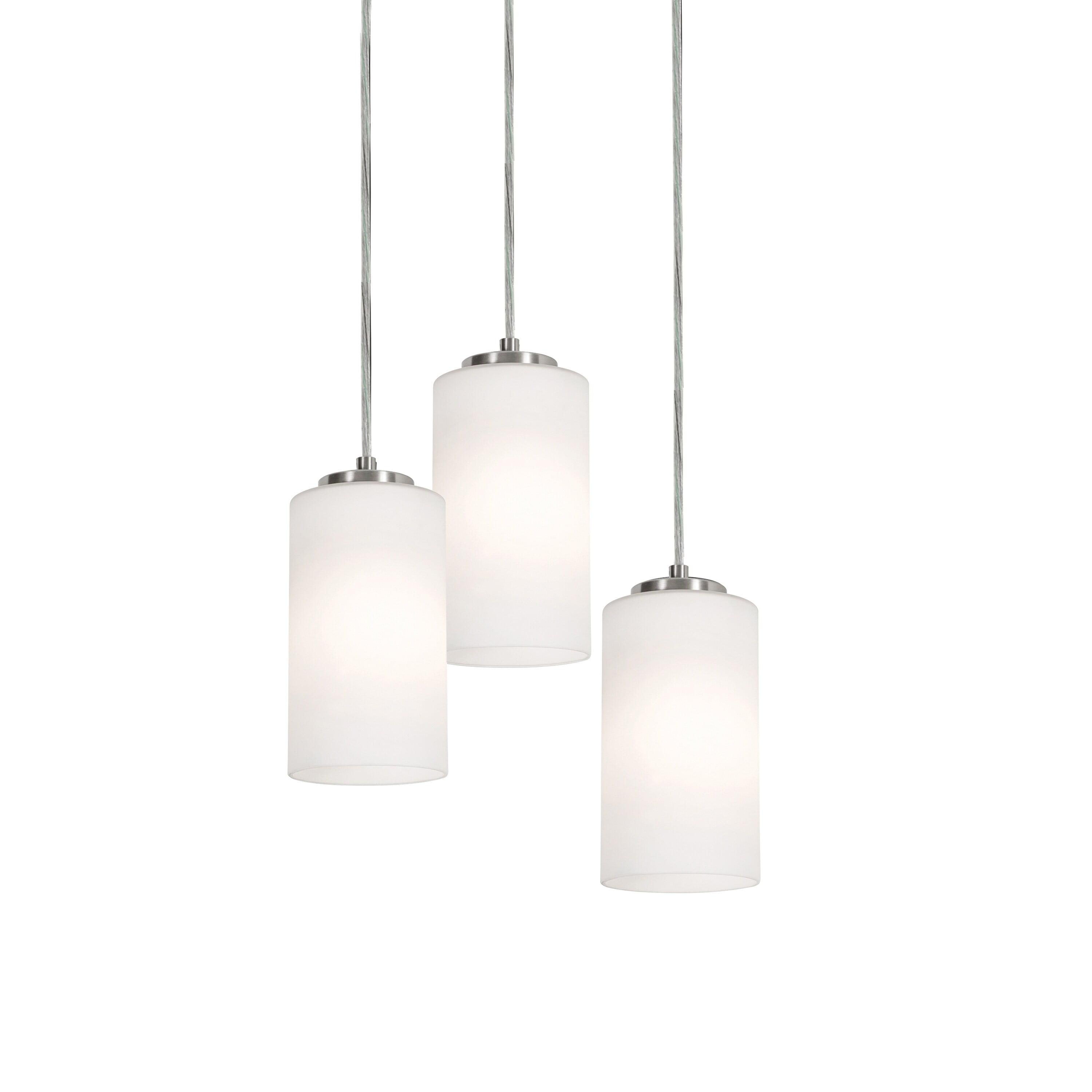 Modern Satin Nickel 18" Round Pendant with Glass Shade