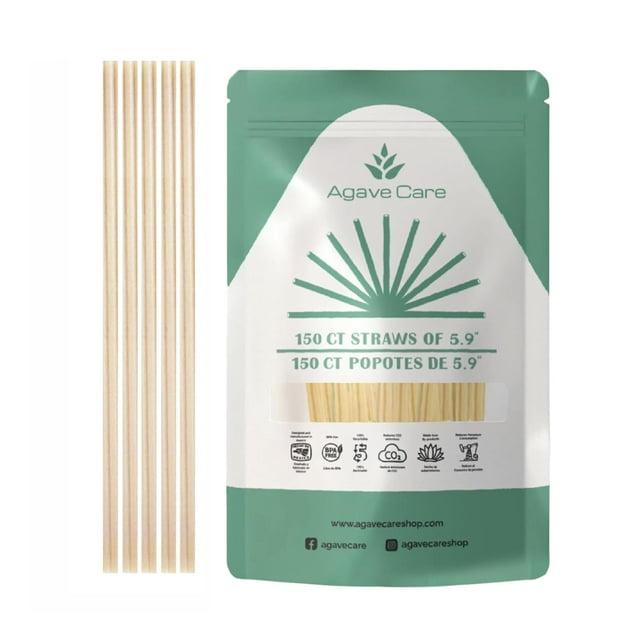 Agave Care Sustainable Agave Straws - 5.9" - Natural - Unwrapped - 150 Count - 3 oz