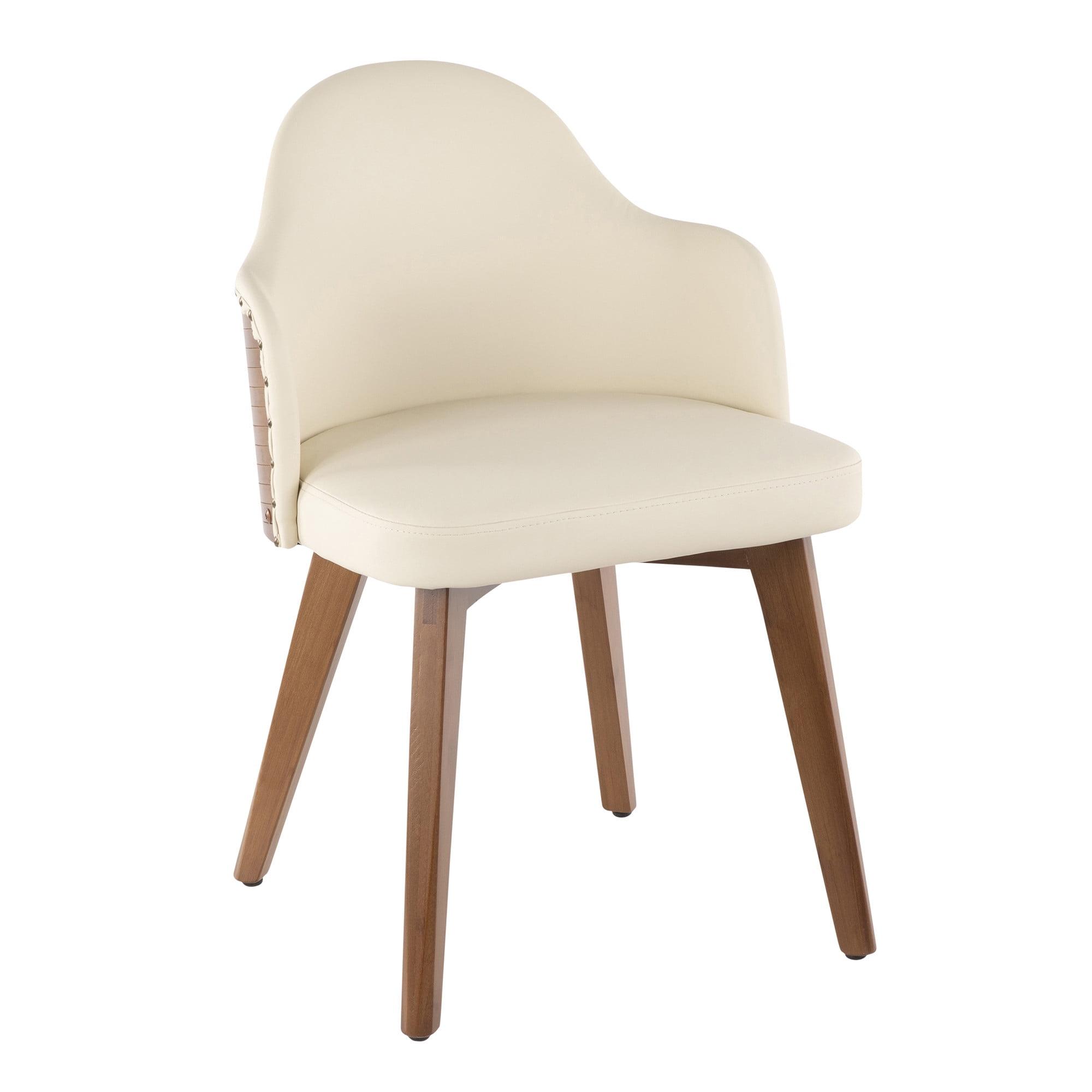 Ahoy Contemporary Cream Faux Leather Side Chair with Walnut Legs