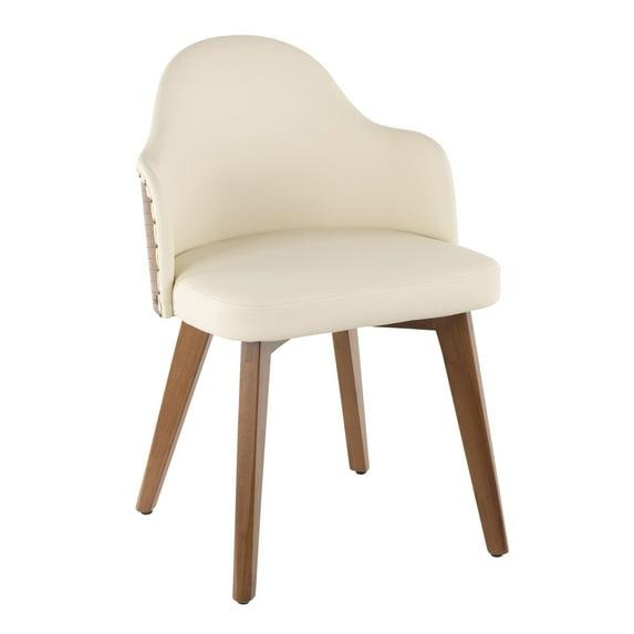 Ahoy Dining Chair Walnut/Cream/Brass - LumiSource: Faux Leather Upholstery, Mid-Century Modern Design, Nailhead Trim