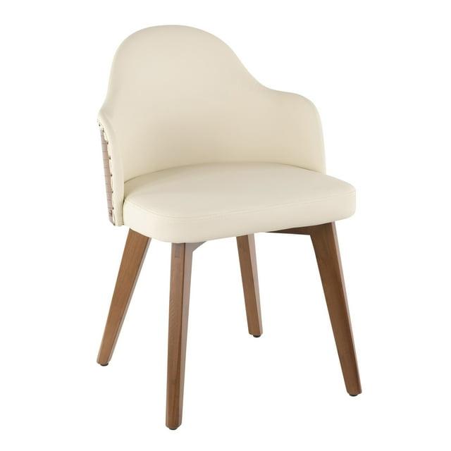 Ahoy Dining Chair Walnut/Cream/Brass - LumiSource: Faux Leather Upholstery, Mid-Century Modern Design, Nailhead Trim