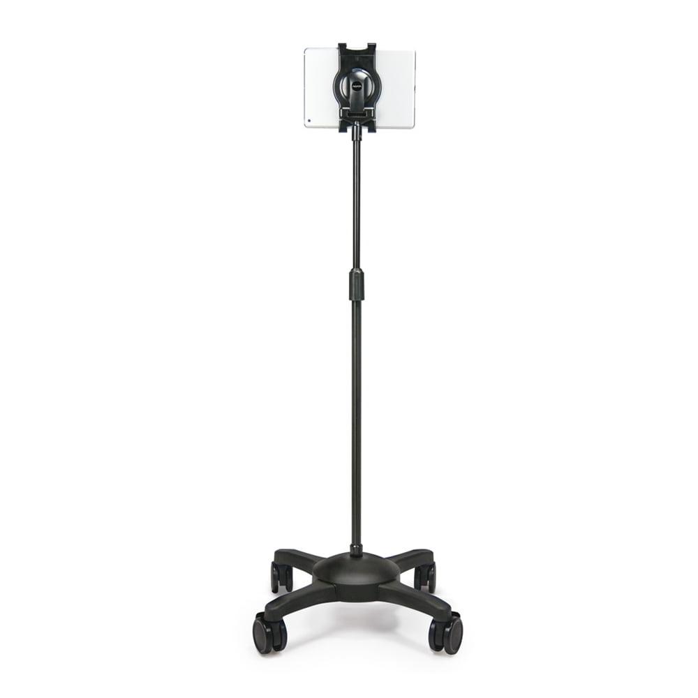 Black Adjustable Height Tablet Stand with Locking Casters