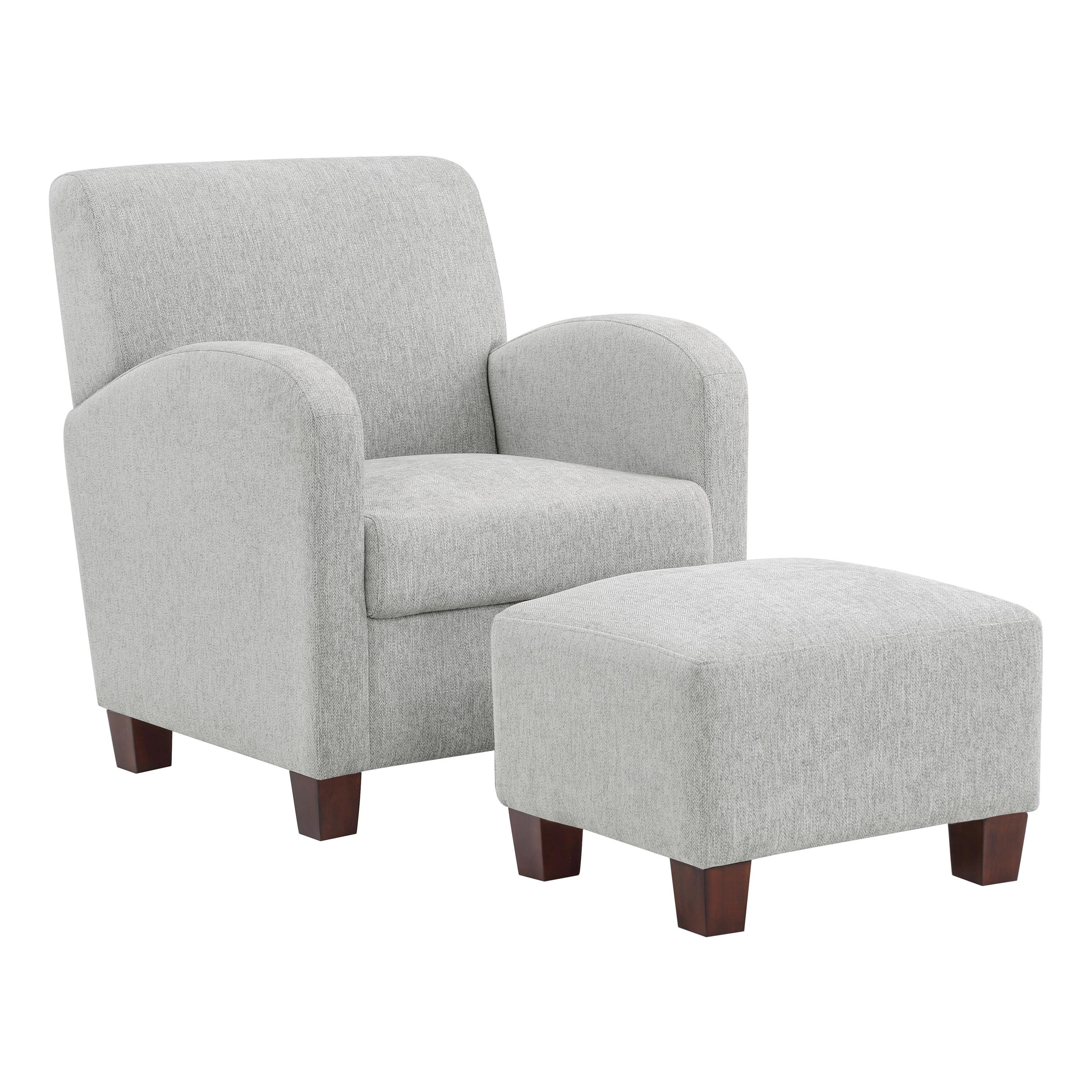 Aiden Chair and Ottoman Herringbone Smoke - OSP Home Furnishings: Upholstered Polyester Seating Set, No Tools Assembly