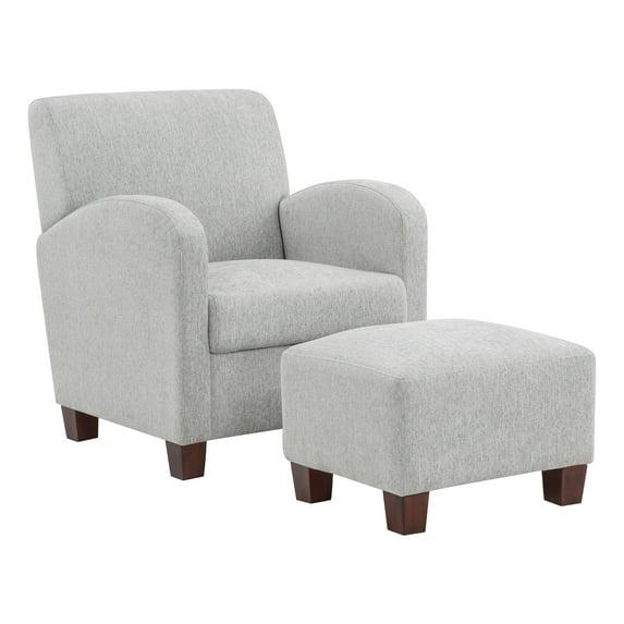 Aiden Chair and Ottoman Herringbone Smoke - OSP Home Furnishings: Upholstered Polyester Seating Set, No Tools Assembly