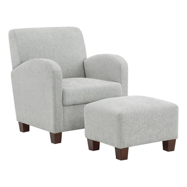 Aiden Chair and Ottoman Herringbone Smoke - OSP Home Furnishings: Upholstered Polyester Seating Set, No Tools Assembly