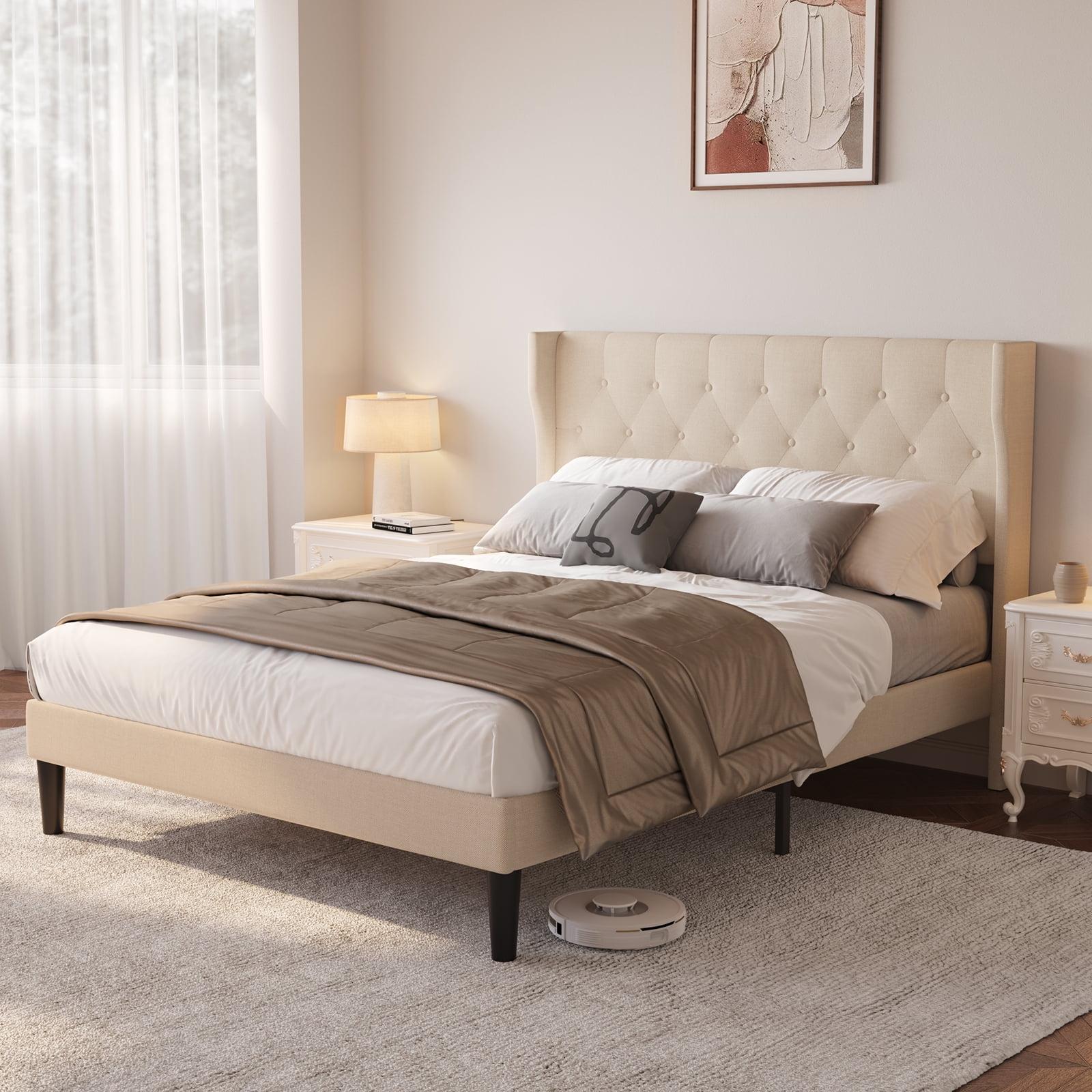 17 Stories Kewarra Platform, Metal Bed Frame with Storage Headboard, Sturdy and Stable