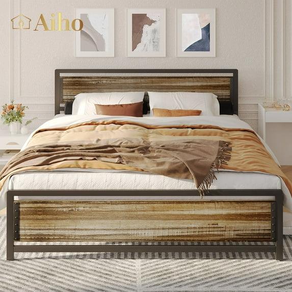 17 Stories Kewarra Platform, Metal Bed Frame with Storage Headboard, Sturdy and Stable