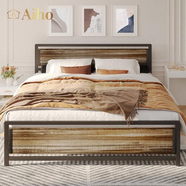 17 Stories Kewarra Platform, Metal Bed Frame with Storage Headboard, Sturdy and Stable