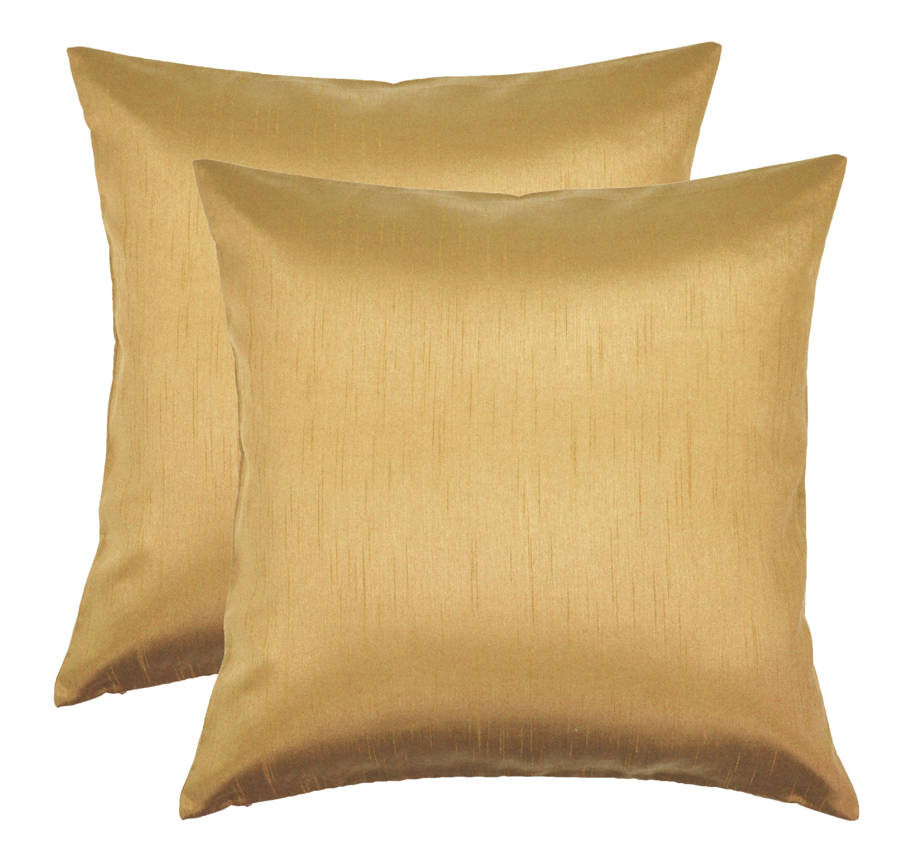 18x18 Brass Faux Silk Square Throw Pillow Covers, Set of 2