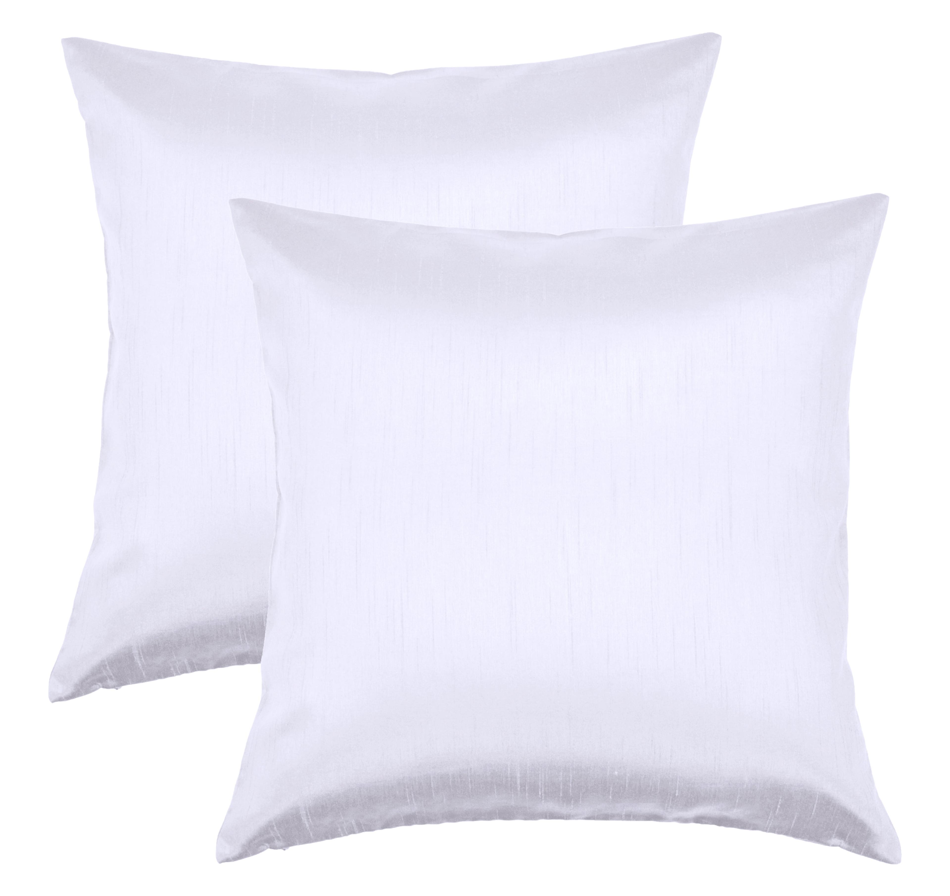 White Faux Silk 18" x 18" Square Throw Pillow Set