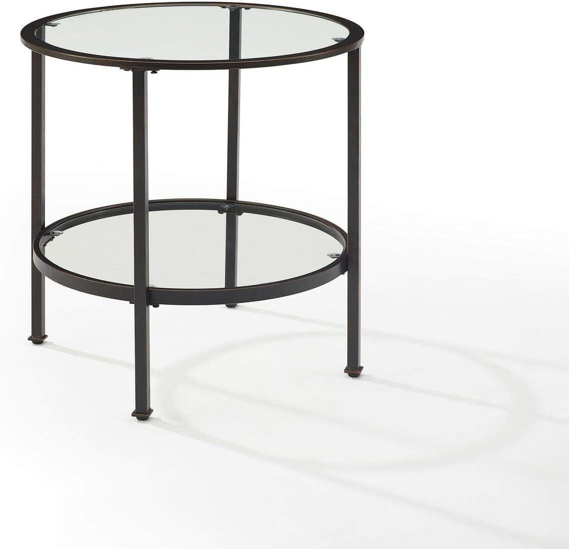 Aimee Black Metal and Glass Round Side Table