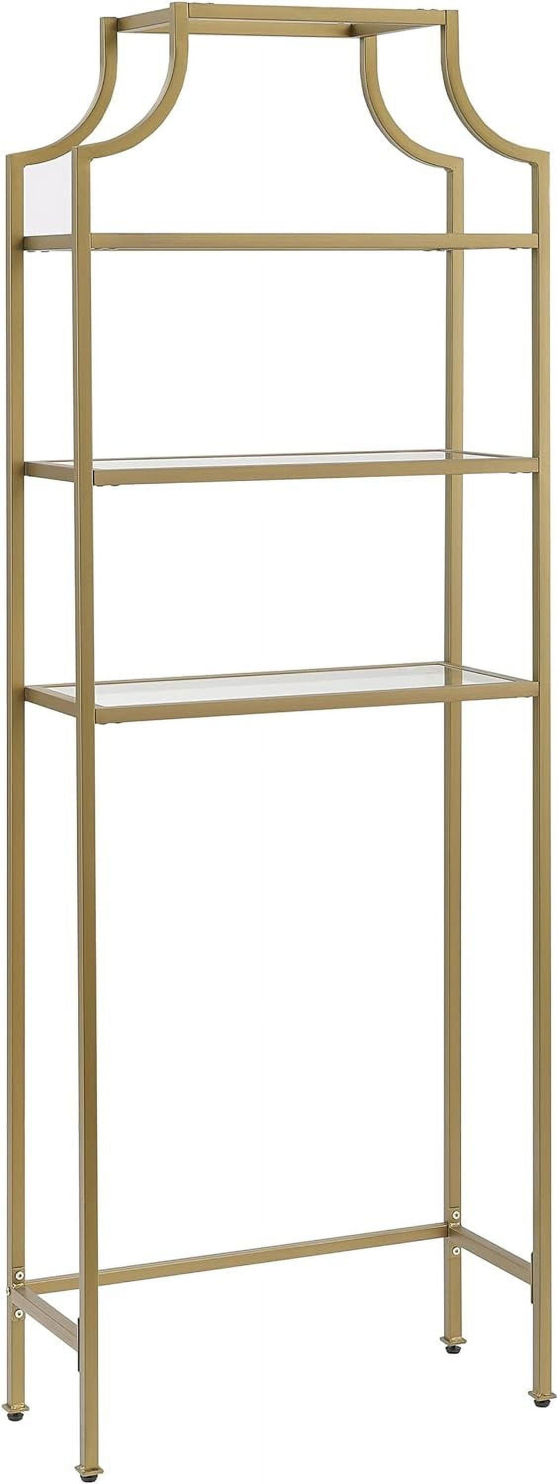 Soft Gold Pagoda-Inspired Over-the-Toilet Storage with Tempered Glass Shelves