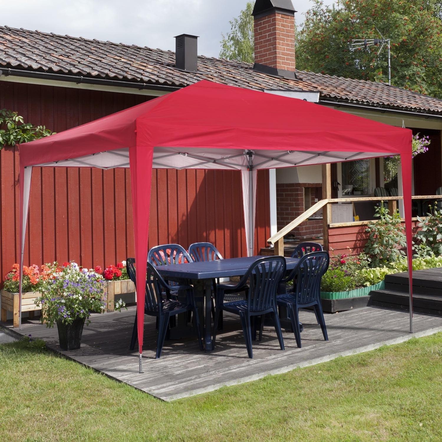 Ainfox 10 x 10 ft Pop up Canopy Tent, Instant Outdoor Canopies, Shade Tents with Carrying Bag,Red