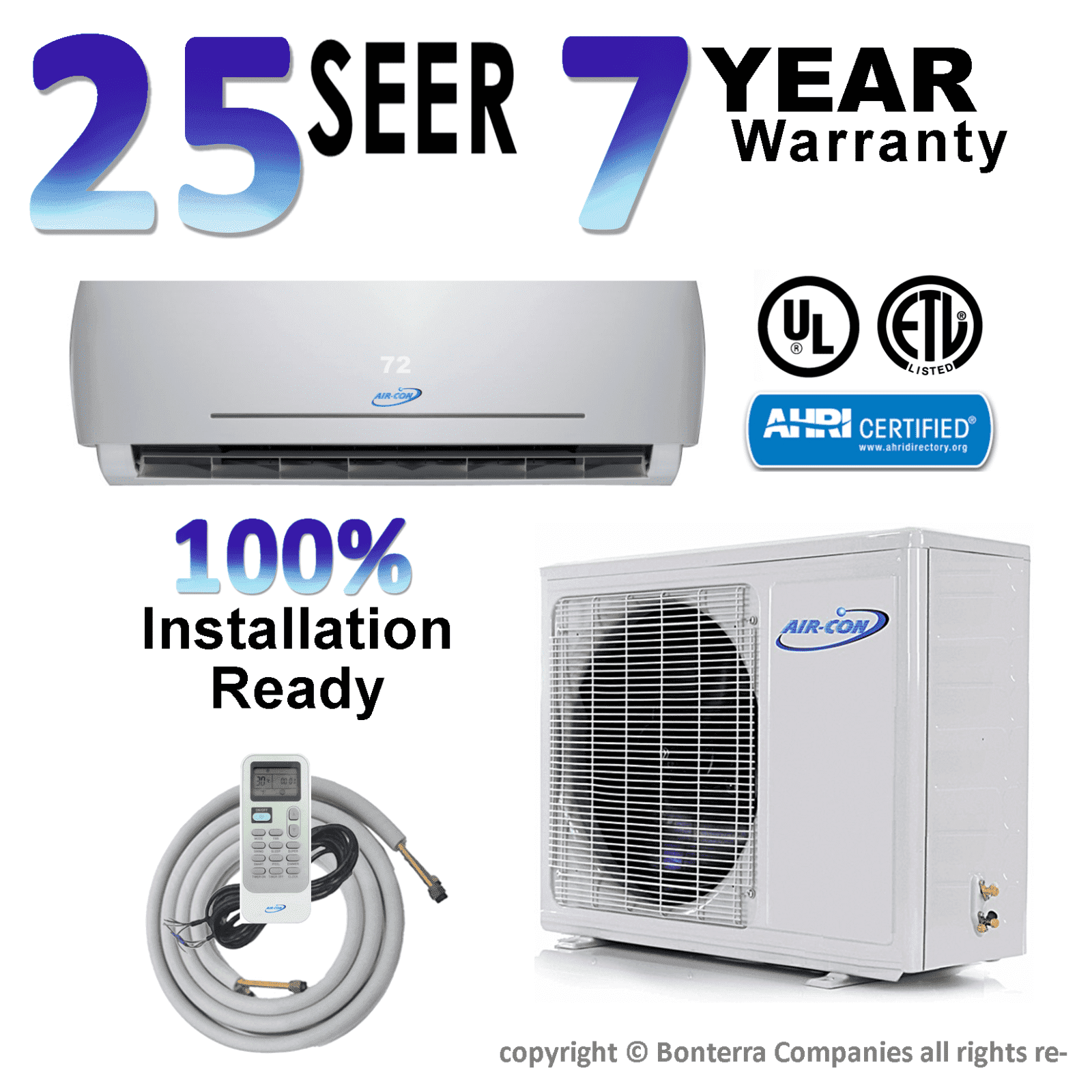 Air-Con 12000 BTU Mini Split Air Conditioner Heat Pump Ductless 23.5 Seer 220v
