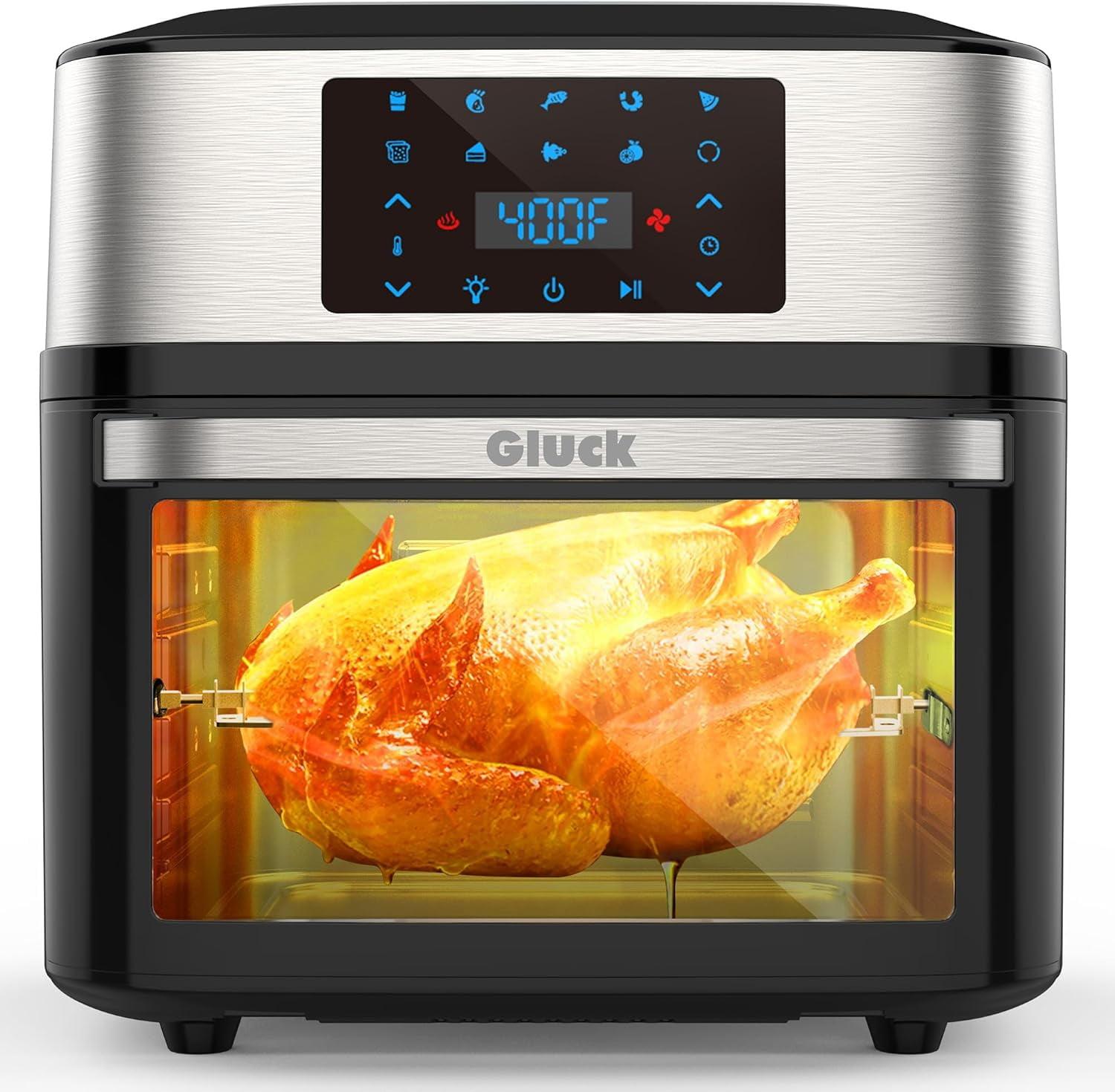 Gluck 20-Quart Black Electric Air Fryer Oven with Touch Control