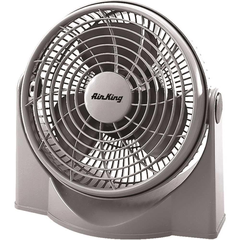 Gray 9-Inch Three-Speed Table and Floor Fan