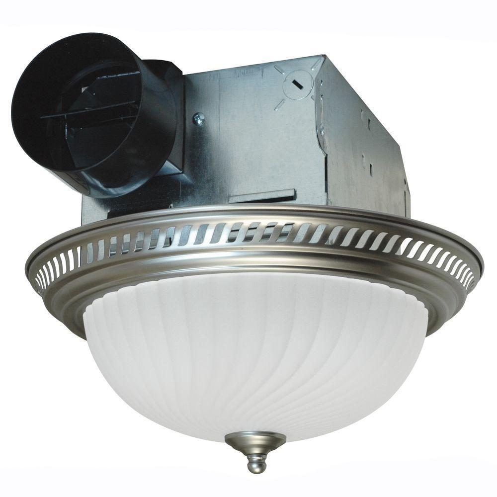 Nickel Ceiling Mounted Exhaust Fan with Built-in Light